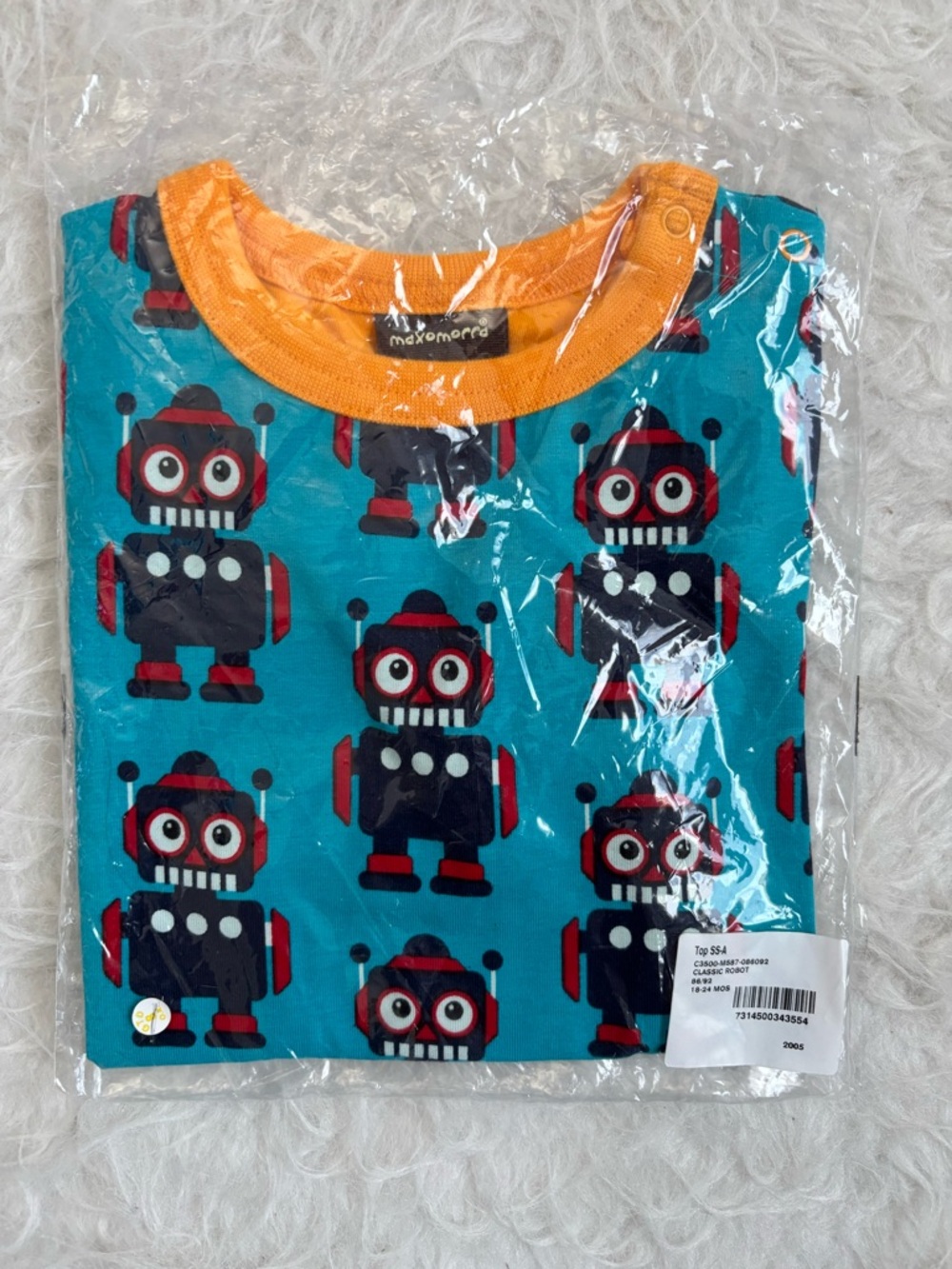 Maxomorra Kids Short Sleeve Tee with Colorful Robot AOP